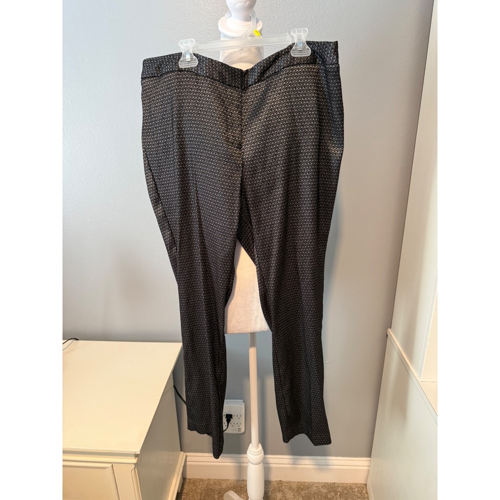 Worthington Womens Black Silver Geometric Diamond Jacquard Ankle Dress Pants 12